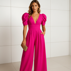 Peach women's full length jumpsuit for formal events and evening wear