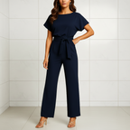 Women's high waist lace up jumpsuit for work and evening wear back view