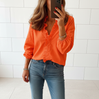 Women's ruffle blouse for office and special occasions front view