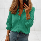 Women's ruffle blouse for office and special occasions side profile