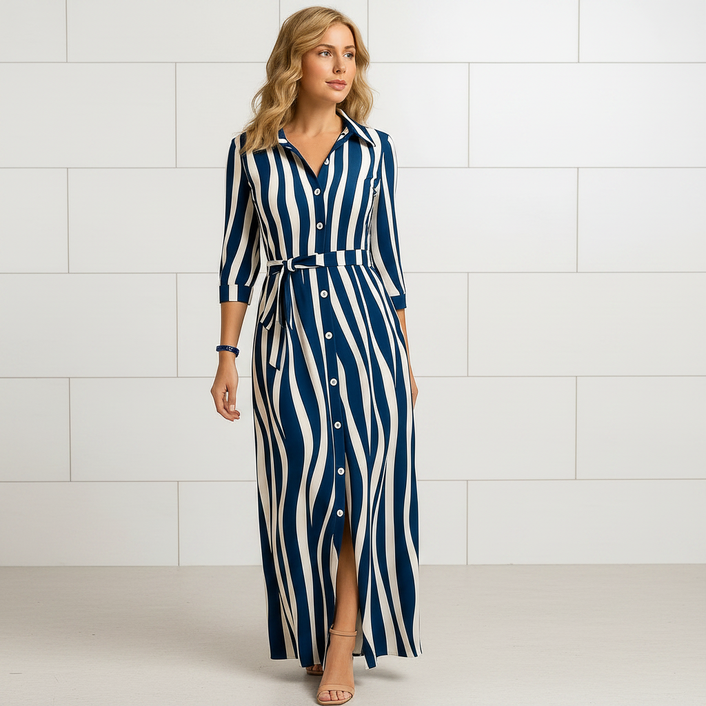 Light blue women's short sleeve maxi dress with breathable fabric
